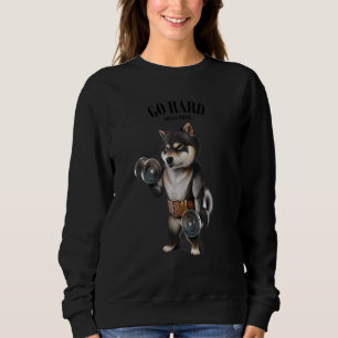 Sweatshirt Entraînement Musculaire De Chien De Shiba Noir Ave