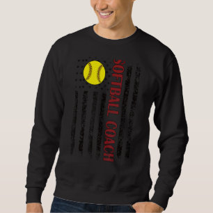 Sweatshirt Entraînement Softball Fière Nous Coach Drapeau Ent