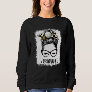 Sweatshirt Entraîneur de volleyball bleu Vie Leopard Messy Bu