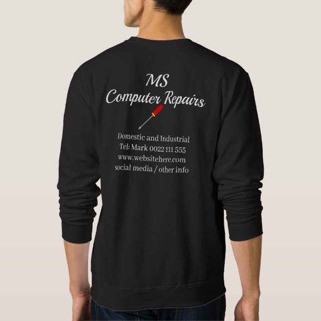 Sweatshirt Entreprises de réparation informatique (Dos)