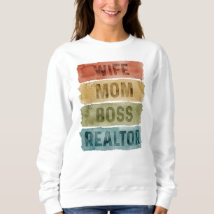 Sweatshirt Épouse Maman Patronne Agent Immobilier Typographie