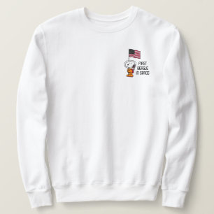 Sweatshirt ESPACE Snoopy avec astronaute du drapeau