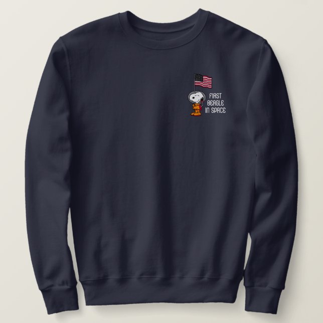 Sweatshirt ESPACE | Snoopy avec astronaute du drapeau (Design devant)