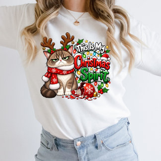Sweatshirt Esprit de Noël de chat drôle et grincheux 