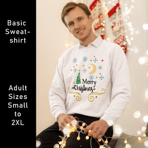 Sweatshirt Étoiles, Lune, Snowflakes et Joyeux Noël, ZSG
