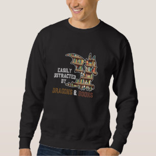 Sweatshirt Facilement Distrait Par Dragons Et Livres Dragon