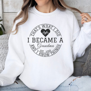 Sweatshirt Faire-part Bébé Promu À Grand-Mère Est. Année