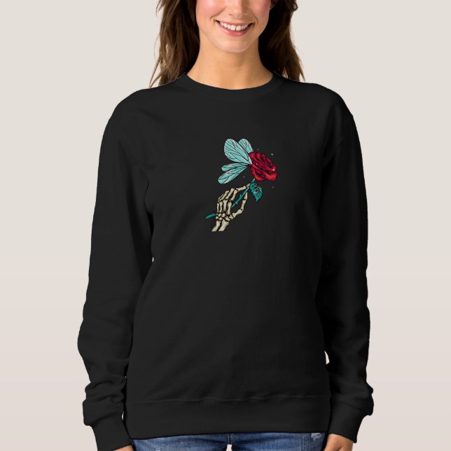 Sweatshirt Fairycore Rose esthétique Skeleton Fairy Core Grun (Devant)