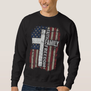 Sweatshirt Faith Family Freedom - Christian Vintage USA Drape