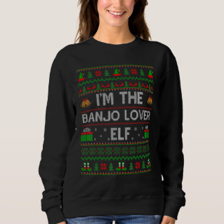 Sweatshirt Famille Matching Ugly Je suis The Banjo Elf Christ