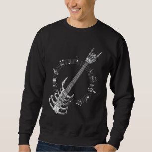 Sweatshirt Fan de musique rock lover Guitare de Skeleton