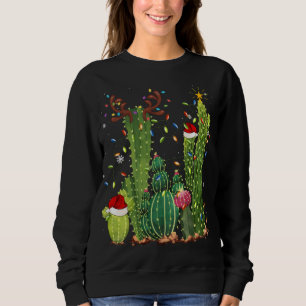 Sweatshirt Fantaisie Cactus Lumières Santa Hat Sweater Xmas T