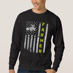 Sweatshirt Farmer USA Drapeau Patriotique Tracteurs Agricoles