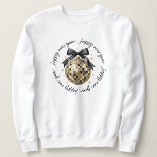 Sweatshirt Faux Paillet Coquette Disco Balle Nouvel An, Joyeu