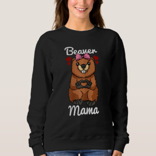 Sweatshirt Femme Beaver Mama Doigt Coeur Beaver Animal avec