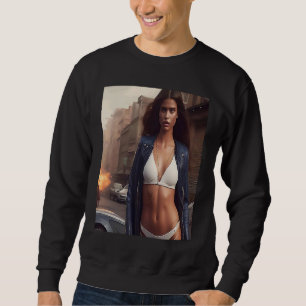 Sweatshirt Femme Bikini Blanc Regarde Glam tenue Inspiration