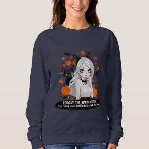 Sweatshirt Femme d'Anime avec chat noir.