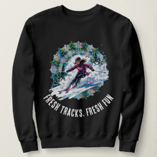 Sweatshirt Femme de sport d'hiver Skieuse - Pistes Fraîches, 