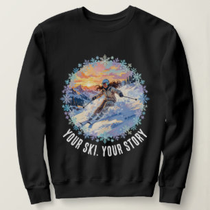 Sweatshirt Femme de sport d'hiver Skieuse - Votre Ski. Votre 