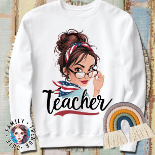 Sweatshirt Femme EnseignanteVie Funny Messy Bun Hair Band Ver