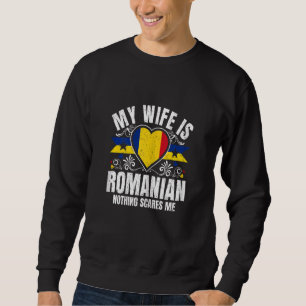 Sweatshirt Femme Ma femme est fière drapeau roumain héritage