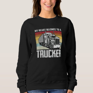 Sweatshirt Femme Mon Coeur Appartient À Un Teamster De Trucke