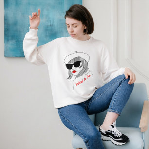 Sweatshirt Femme Silhouette Rouge & Noir Citation Féministe L