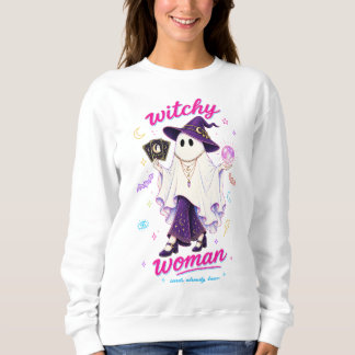 Sweatshirt Femme Sorcière Fantôme avec Cartes de Tarot & Boul