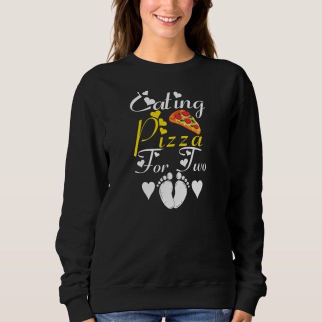 Sweatshirt Femmes Mangeant De La Pizza Pour Deux Faire-part D (Devant)