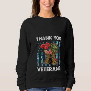 Sweatshirt Femmes Merci vétérans de combat Bottes de coquelic
