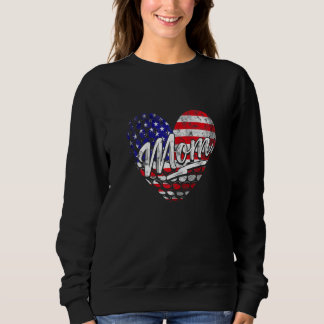 Sweatshirt Femmes Patriotique Américain Drapeau Coeur Golf Ma
