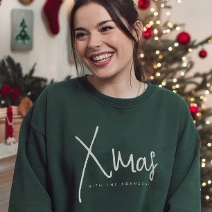 Sweatshirt Fête de Noël personnalisée Vert