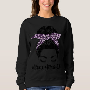 Sweatshirt Fête des mères Messy Bun Hair Bonus Maman Vie Leop
