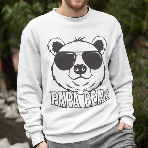 Sweatshirt Fête des pères   Ours Pa   Blanc noir moderne