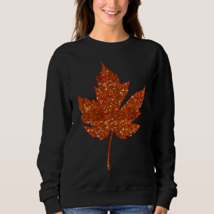 Sweatshirt Feuille orange de parties scintillantes de Faux