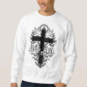 Sweatshirt Fiat Lux - Croix d'Ornement avec Doves et Motif Fl