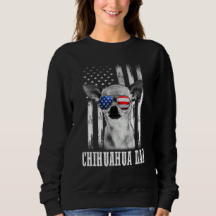 Sweatshirt Fière américaine Chihuahua Drapeau Maman Papa Chi