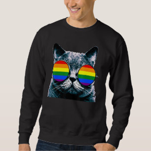 Sweatshirt Fière Cute Cat Pride Lgbt Drapeau Transgenre Coeur