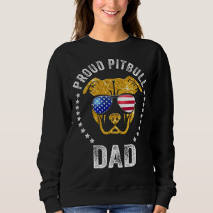 Sweatshirt Fière Pitbull Papa Face Pitbull Porte le drapeau a