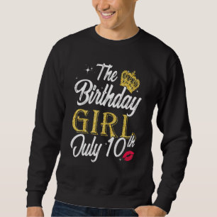 Sweatshirt Fille d'anniversaire Juillet 10 Red Lips Présent F