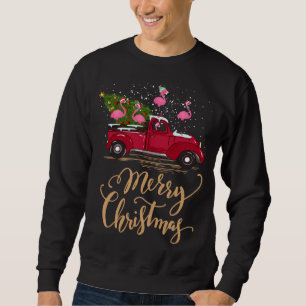 Sweatshirt Flamant rose Conduite Arbre de Noël Flamant rose C