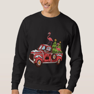 Sweatshirt Flamant rose d'éclairage de Noël équitation Arbre