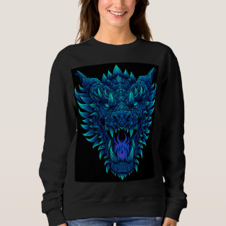 Sweatshirt Flammes bleues de la tête de dragon féroce - Fant