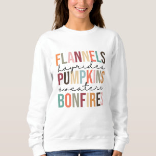 Sweatshirt Flannels Hayrides Chandails Citrouille Bonfires