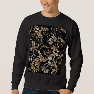 Sweatshirt Fleurs baroques classiques : arrière - plan noir.