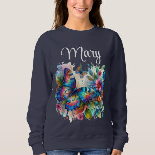 Sweatshirt Fleurs florales de papillon d'aquarelle personnali