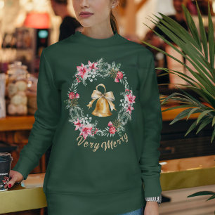 Sweatshirt Flocon de neige Poinsettia vert Flamme de Noël