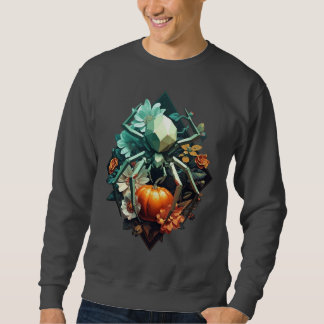 Sweatshirt Floral Spider Citrouille Pixel Art