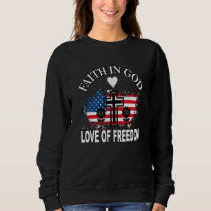 Sweatshirt Foi Amour Liberté Drapeau Américain Fleur Pour Chr