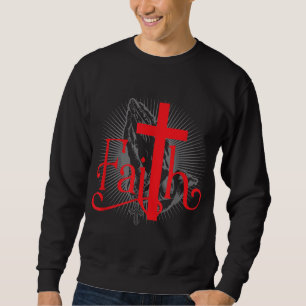 Sweatshirt Foi avec Croix chrétienne et mains priantes Jésus